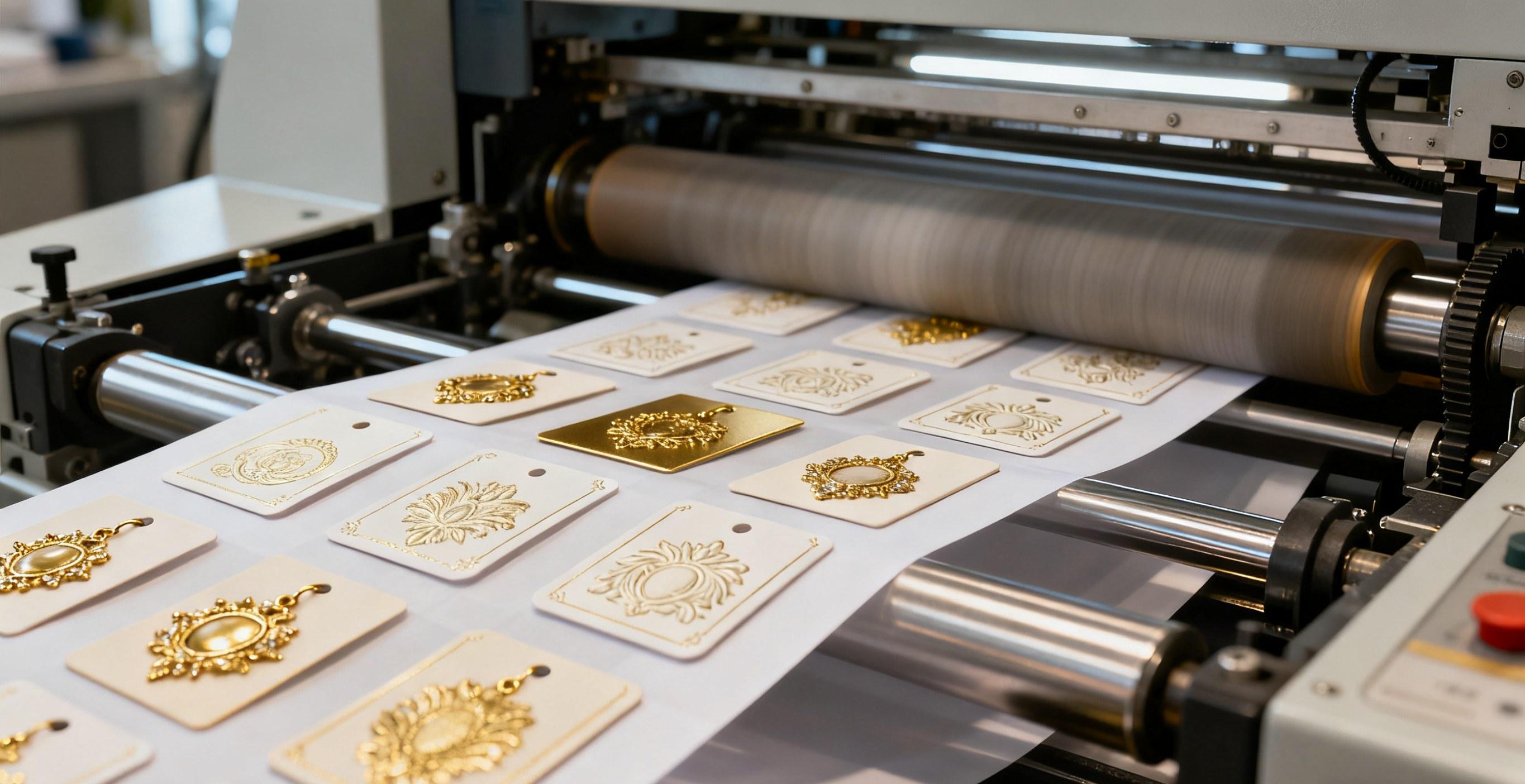 Hang tag printer producing custom jewelry labels with precision